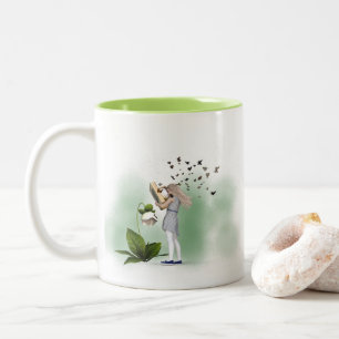 Taza Bicolor Chica de geek sinónimo de libros de gusanos de bib
