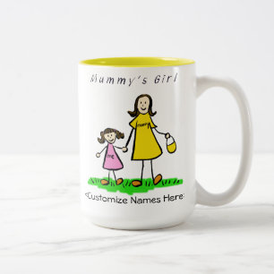 Taza Bicolor Chica de mamá - Brunette Madre y hija Mug