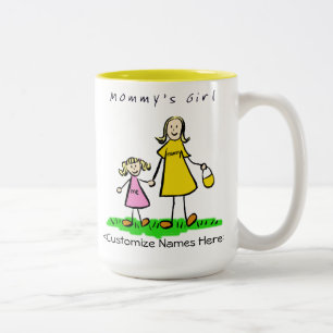 Taza Bicolor Chica de mamá - Personalizado de madre rubia y hi