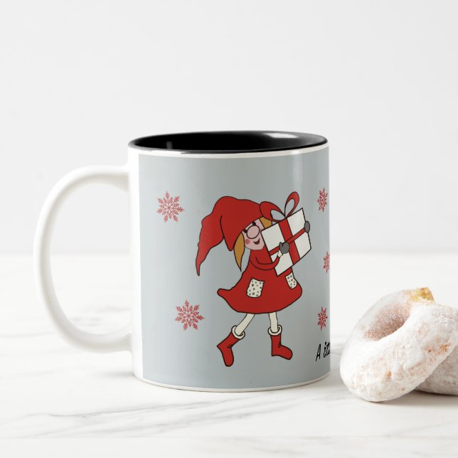 Taza Bicolor Chica de navidad (Con donut)