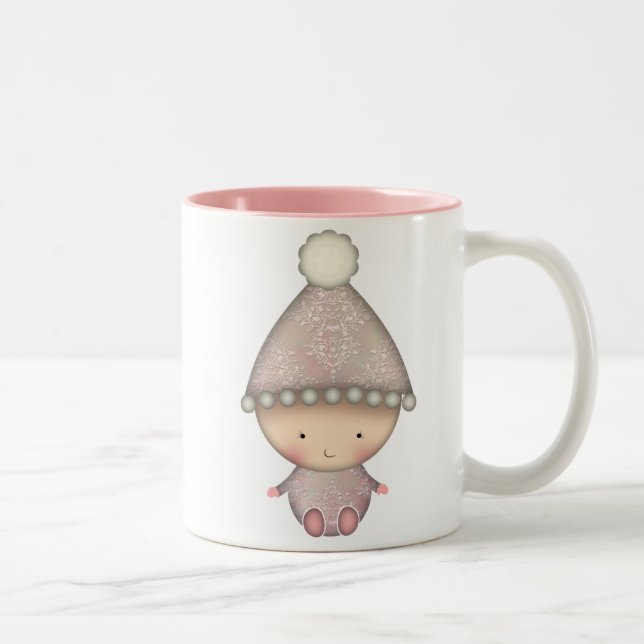 Taza Bicolor Chica de recién nacido Baby Shower Mug (Derecha)