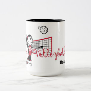 Taza Bicolor Chica de voleibol personalizada linda