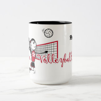 Taza Bicolor Chica de voleibol personalizada linda