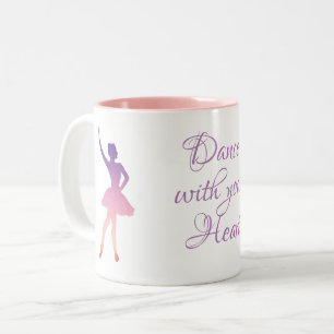 Taza Bicolor Chica del bailarín de la bailarina, ombre rosado