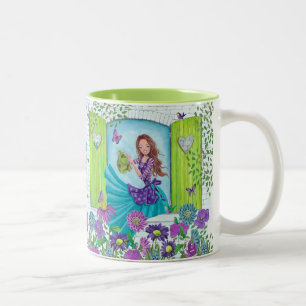 Taza Bicolor Chica del jardín de flores de agua   Mug. de corte