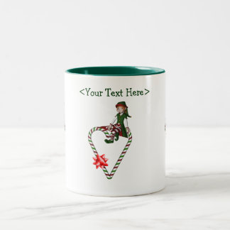 Taza Bicolor Chica Elf Navidades personalizados Holiday Mug