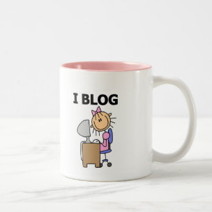 Taza Bicolor Chica, escribo en un blog camisetas y regalos