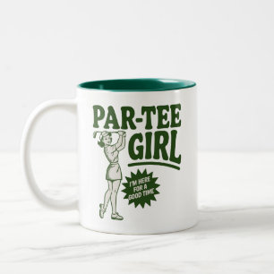 Taza Bicolor Chica Golfista Divertida Par Camiseta Chica Para A