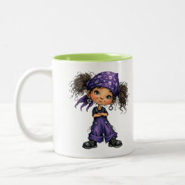 Taza Bicolor Chica Gótica Linda Vestido Púrpura Arte de Dibujos