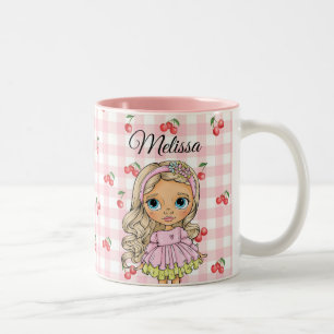 Taza Bicolor Chica linda acuarela cualquier nombre dos tonos