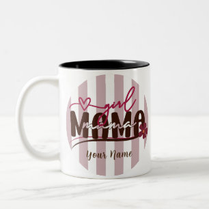 Taza Bicolor Chica Mama Stripes Diseño Minimalista Círculo
