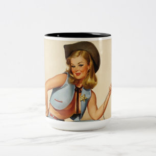 Taza Bicolor Chica Pin-up Vaquera