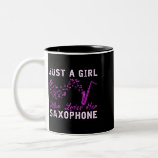 Taza Bicolor Chica saxofonista mujeres regalan música jazz saxo