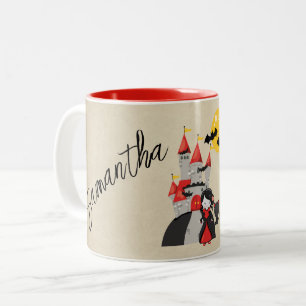 Taza Bicolor Chica vampiro linda y castillo embrujado Halloween