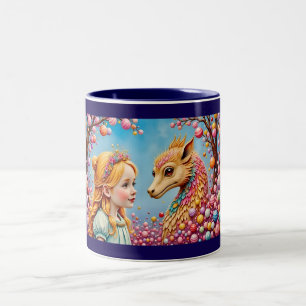 Taza Bicolor ~ Chica y dragón de bebé ~ Mug