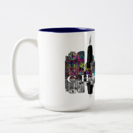 Taza Bicolor Chicago, Illinois en graffiti