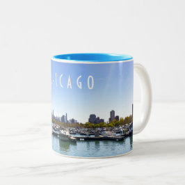Taza Bicolor Chicago Skyline Diversey Harbror