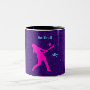 Taza Bicolor Chicas de Softbol Purple Sparkle Mug
