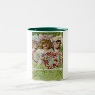 Taza Bicolor Chicas del Día de la Decoración de Vintage