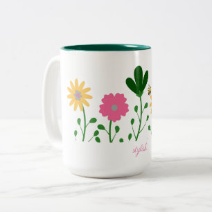 Taza Bicolor Chicas Personalizares florales de primavera y vera