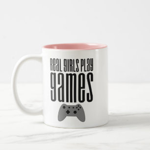 Taza Bicolor Chicas reales juegan juegos de café de dos tonos