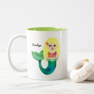 Taza Bicolor Chicas rubios personalizados de la sirena del