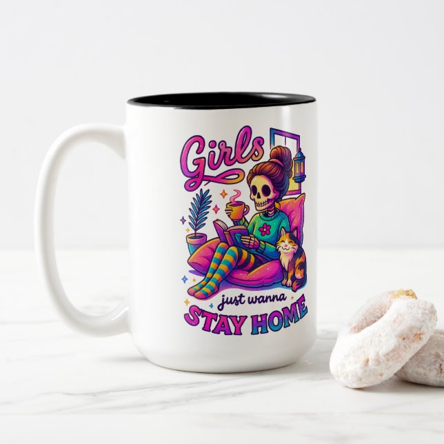 Taza Bicolor Chicas Sólo Quiero... (Con donut)