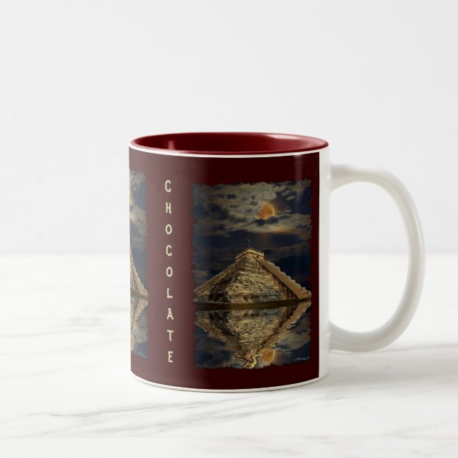 Taza Bicolor Chichén maya Itza Templo chocolate caliente (Derecha)