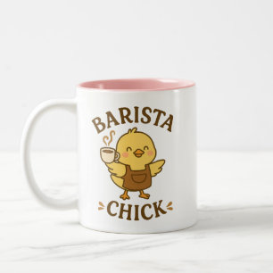 Taza Bicolor Chick Barista - Regalo de amante del café lindo