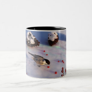 Taza Bicolor Chickadee Winter Mug