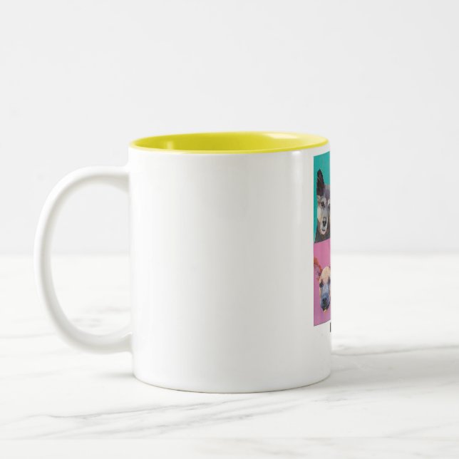 Taza Bicolor chien en sticker sur tasse jaune (Izquierda)