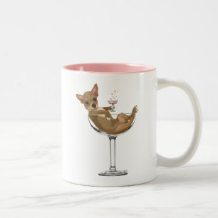 Taza Bicolor Chihuahua en vidrio de cóctel