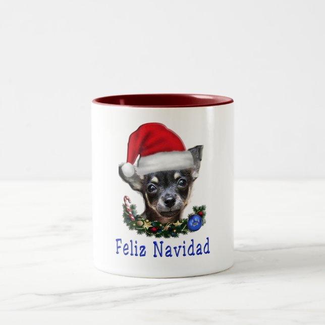 Taza Bicolor Chihuahua Navidad (Centro)
