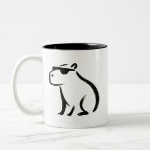 Taza Bicolor Chill Capybara - Diseño de pincel de tinta en