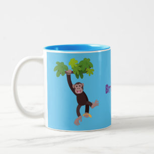Taza Bicolor Chimpancé lindo en personalizado colgante de la ju