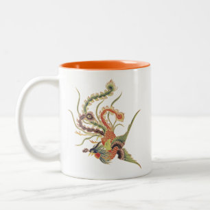 Taza Bicolor Chino Phoenix - pájaros mitológicos AR de