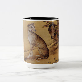 Taza Bicolor Chino pintando Greyhound 1 año perro Zodiac Mug