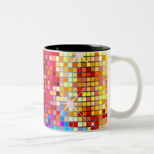 Taza Bicolor Chispas y cuadrados