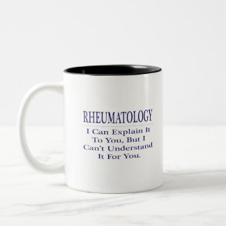 Taza Bicolor Chiste de reumatología.. Explicar no entender