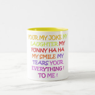 Taza Bicolor Chiste risas poemas adorables y dulces