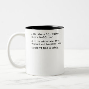 Taza Bicolor Chiste SQL para administradores de bases de datos
