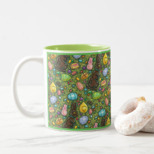 TAZA BICOLOR CHOCOLATE BUNNY, CHICK, HUEVOS, JELLY BEANS