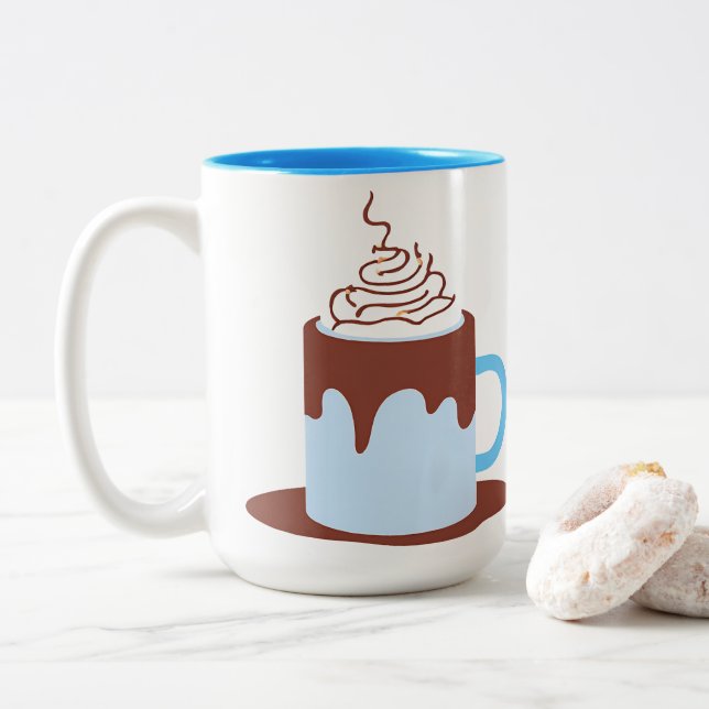 Taza Bicolor Chocolate caliente (Con donut)
