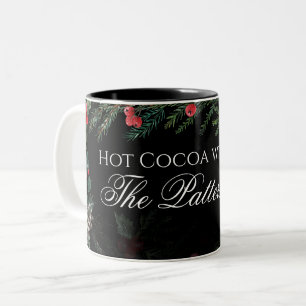 Taza Bicolor Chocolate Caliente con Guirnalda de Navidad y Aceb