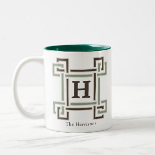 Taza Bicolor Chocolate de Salvia Orgánica Monograma de Familia 