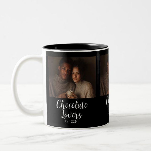 Taza Bicolor Chocolate Lovers Couple Established Photo Gift (Izquierda)