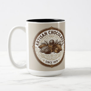 Taza Bicolor Chocolates Artesanales Cocoa Vintage