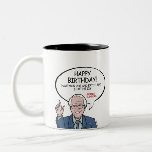 Taza Bicolor Chorreadoras de Bernie que saludan - feliz