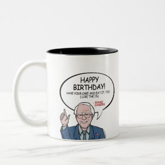 Taza Bicolor Chorreadoras de Bernie que saludan - feliz