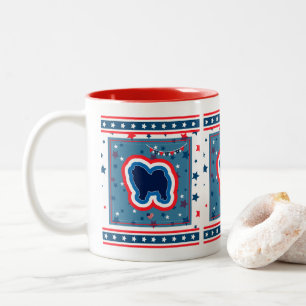 Taza Bicolor Chow Chow Patriótico Rojo Blanco Y Azul 4 De Julio